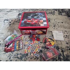 Disney Pixar Cars 3 Wooden 7-in-1 Game House Lightning McQueen Bingo Cards Rare